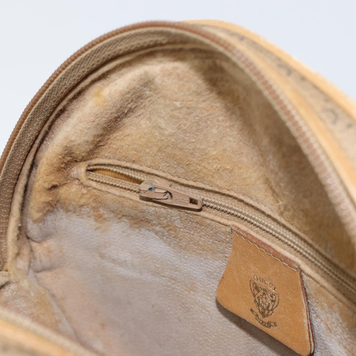 GUCCI Micro GG Supreme Shoulder Bag PVC Beige Gold Auth 156909