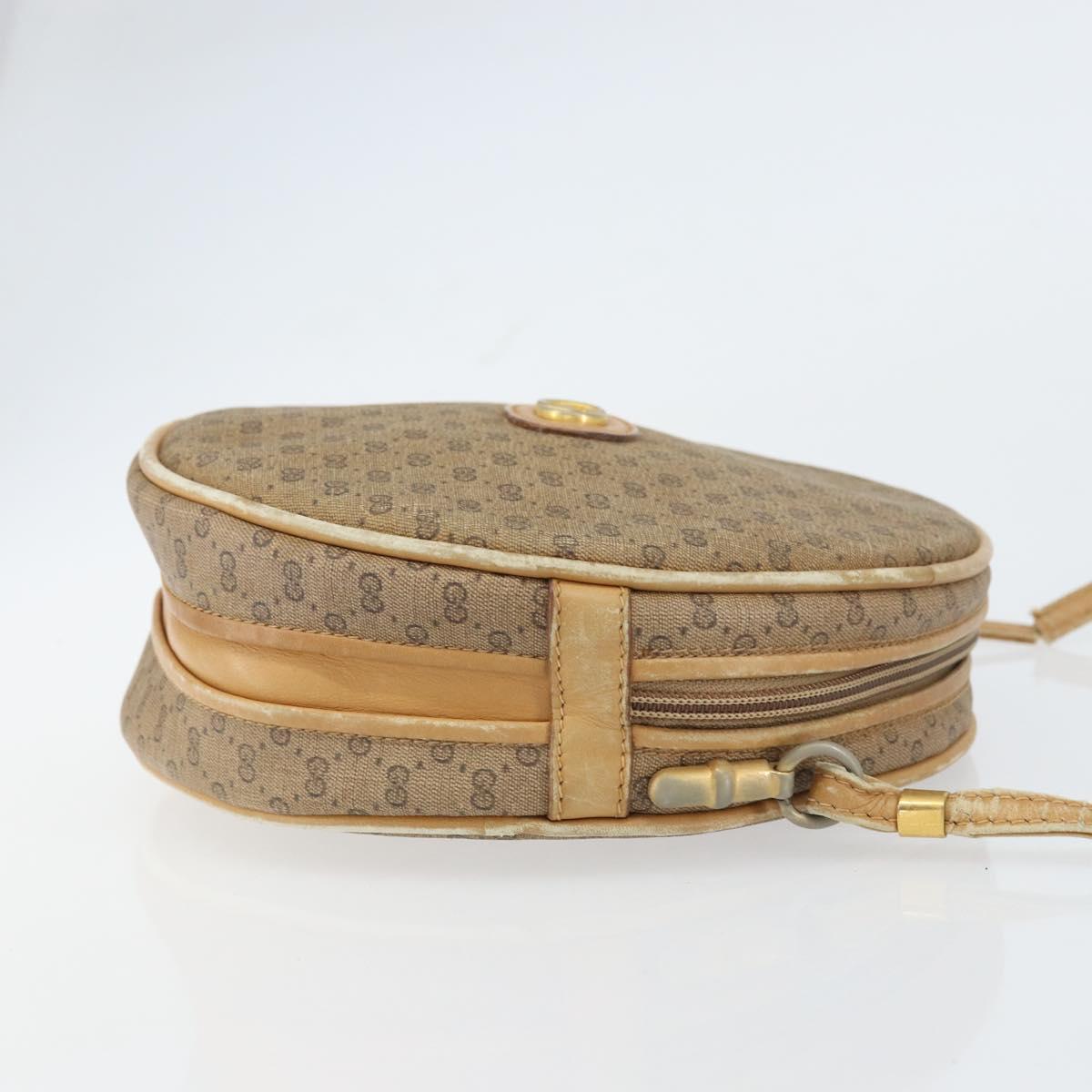 GUCCI Micro GG Supreme Shoulder Bag PVC Beige Gold Auth 156909