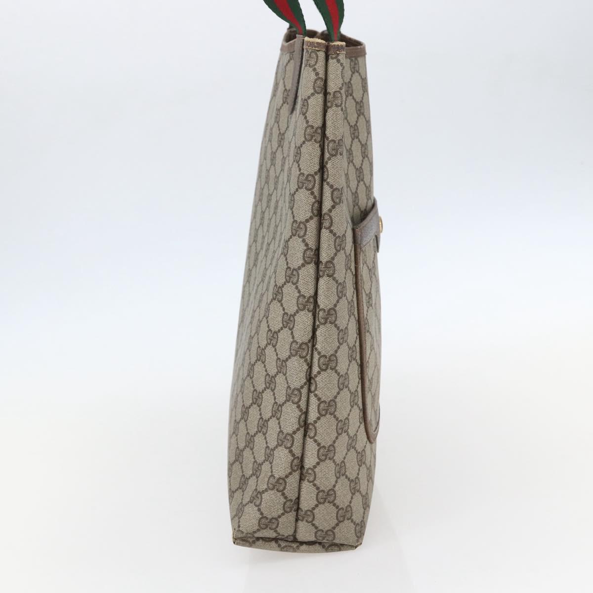 GUCCI GG Supreme Web Sherry Line Tote Bag PVC Beige Red 39 02 003 Auth 156910