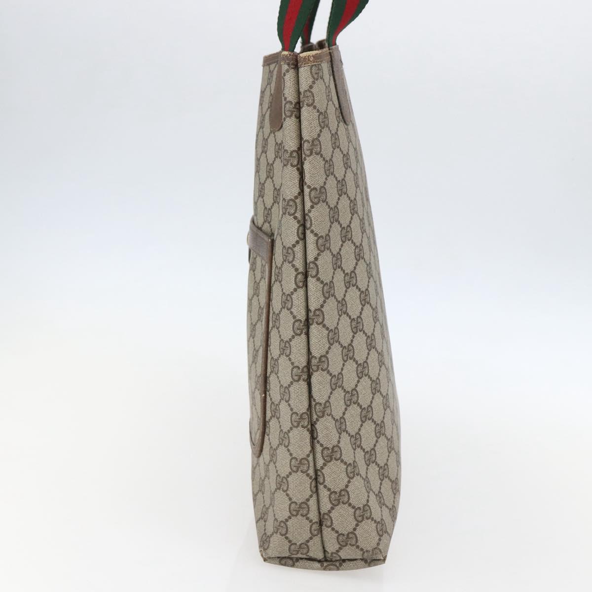 GUCCI GG Supreme Web Sherry Line Tote Bag PVC Beige Red 39 02 003 Auth 156910