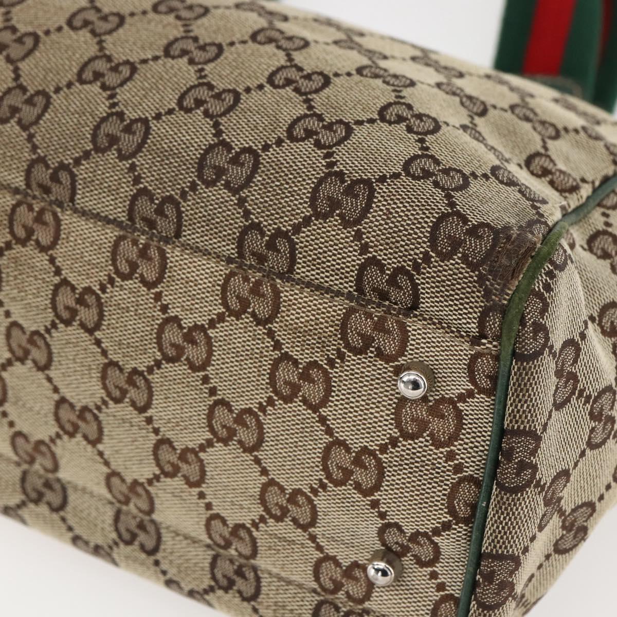 GUCCI GG Canvas Web Sherry Line Tote Bag Beige Red 145810 Auth 156911