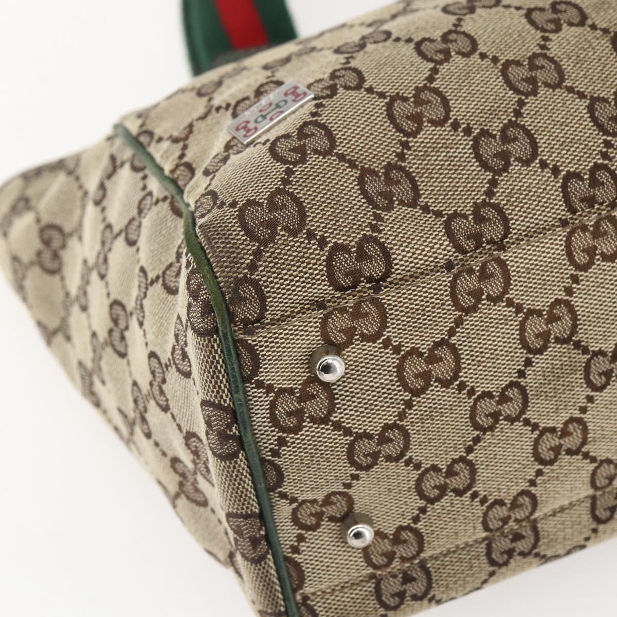 GUCCI GG Canvas Web Sherry Line Tote Bag Beige Red 145810 Auth 156911