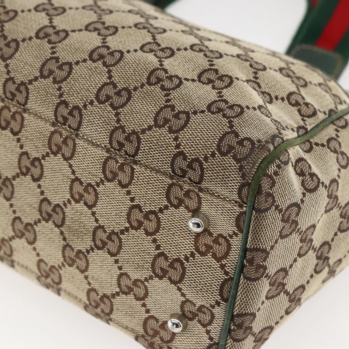 GUCCI GG Canvas Web Sherry Line Tote Bag Beige Red 145810 Auth 156911