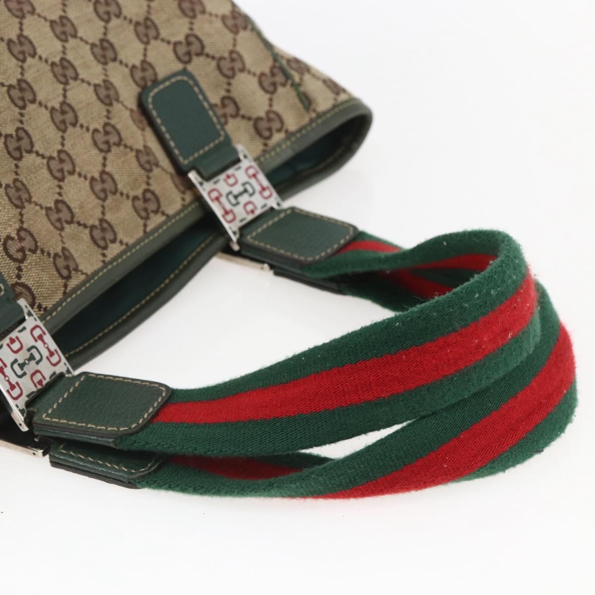 GUCCI GG Canvas Web Sherry Line Tote Bag Beige Red 145810 Auth 156911