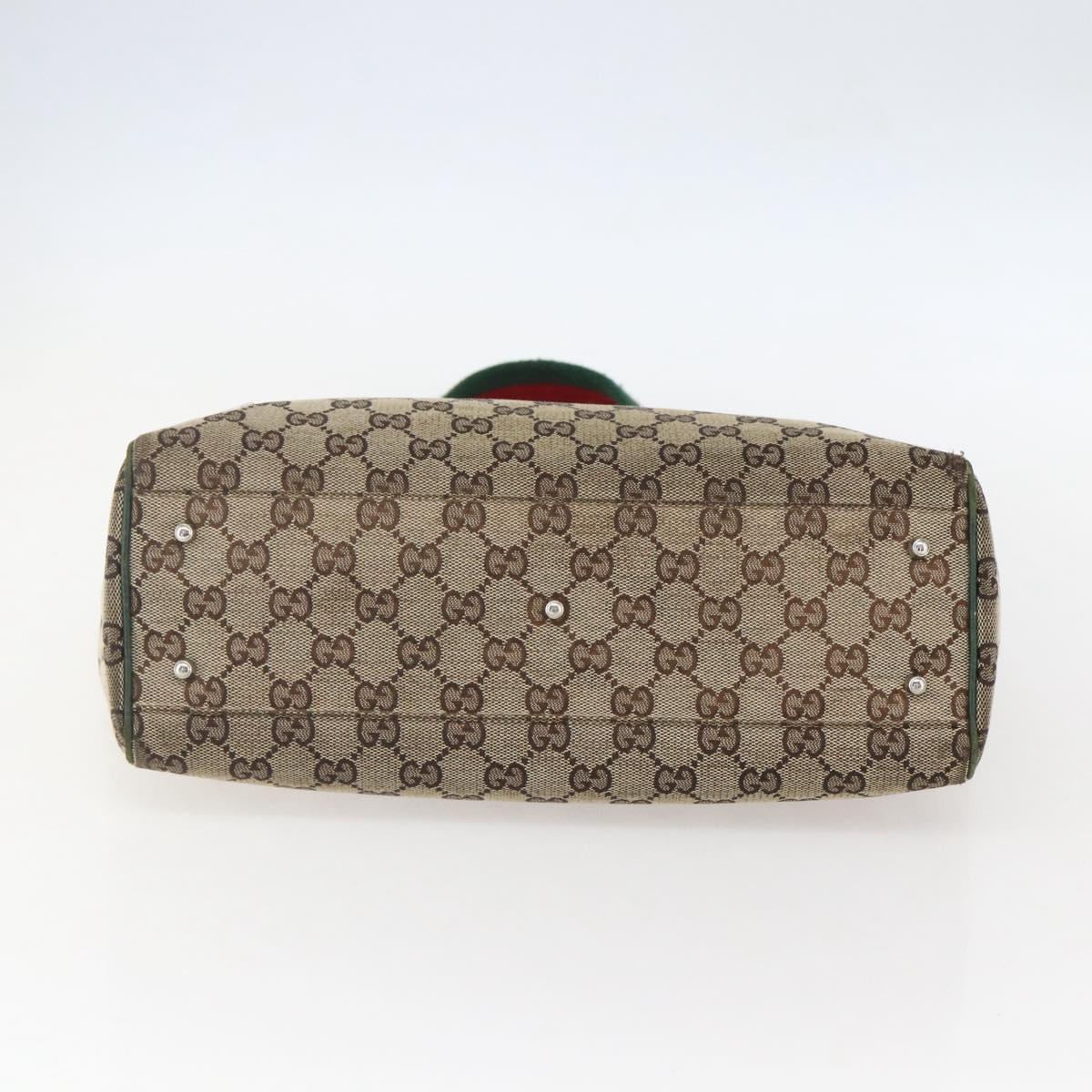 GUCCI GG Canvas Web Sherry Line Tote Bag Beige Red 145810 Auth 156911