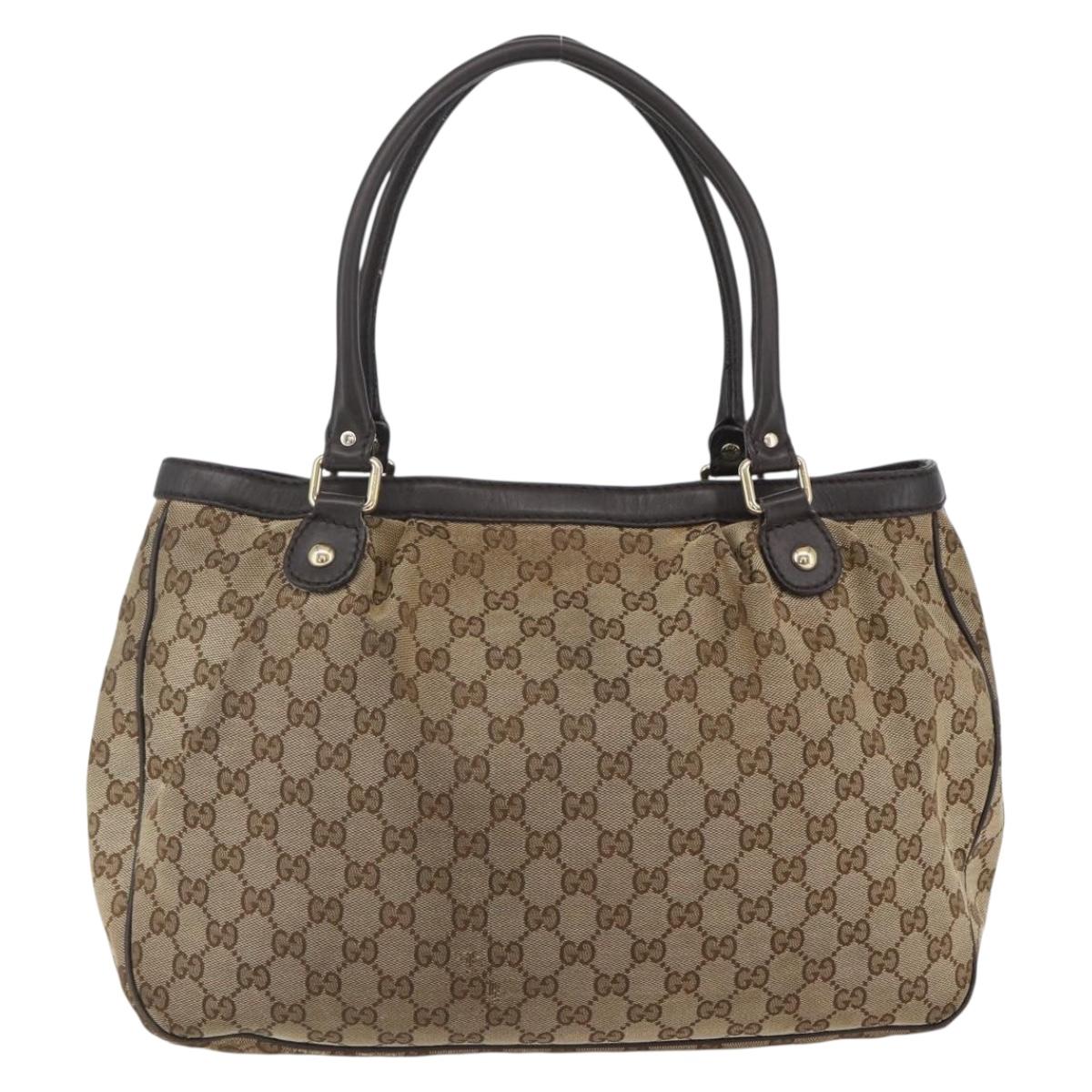 GUCCI GG Canvas Tote Bag Beige Gold 296835 Auth 156913