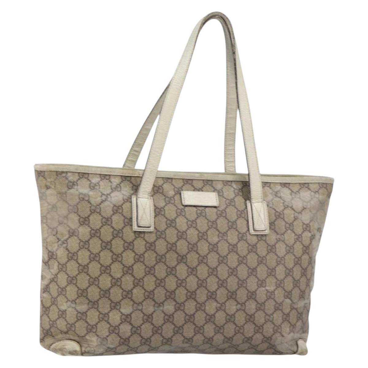 GUCCI GG Supreme Tote Bag PVC Beige 211137 Auth 156914