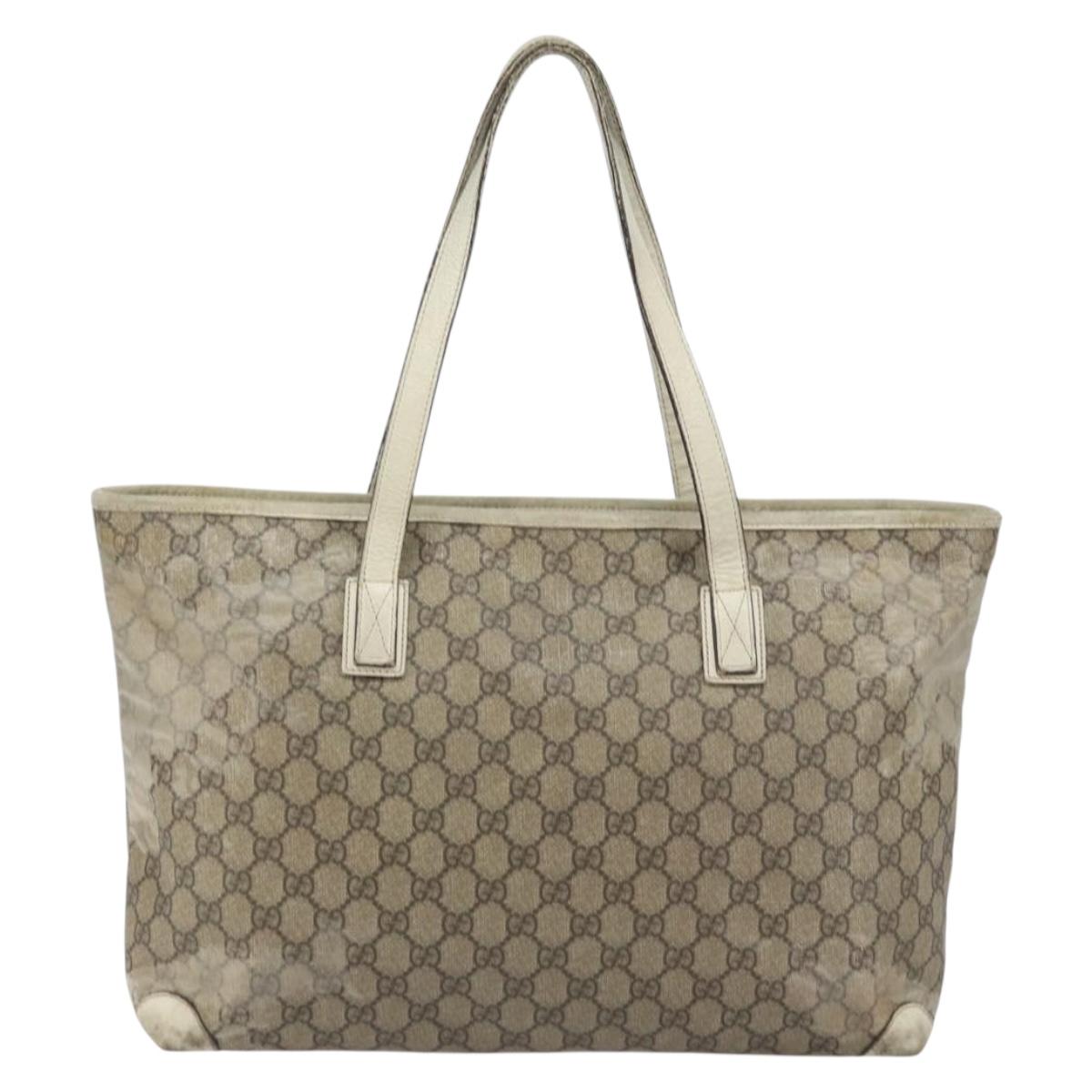 GUCCI GG Supreme Tote Bag PVC Beige 211137 Auth 156914