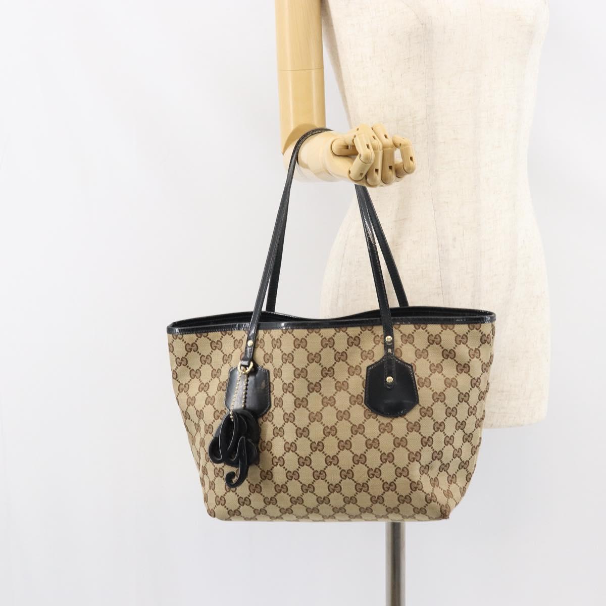 GUCCI GG Canvas Tote Bag Beige Gold 211976 Auth 156915