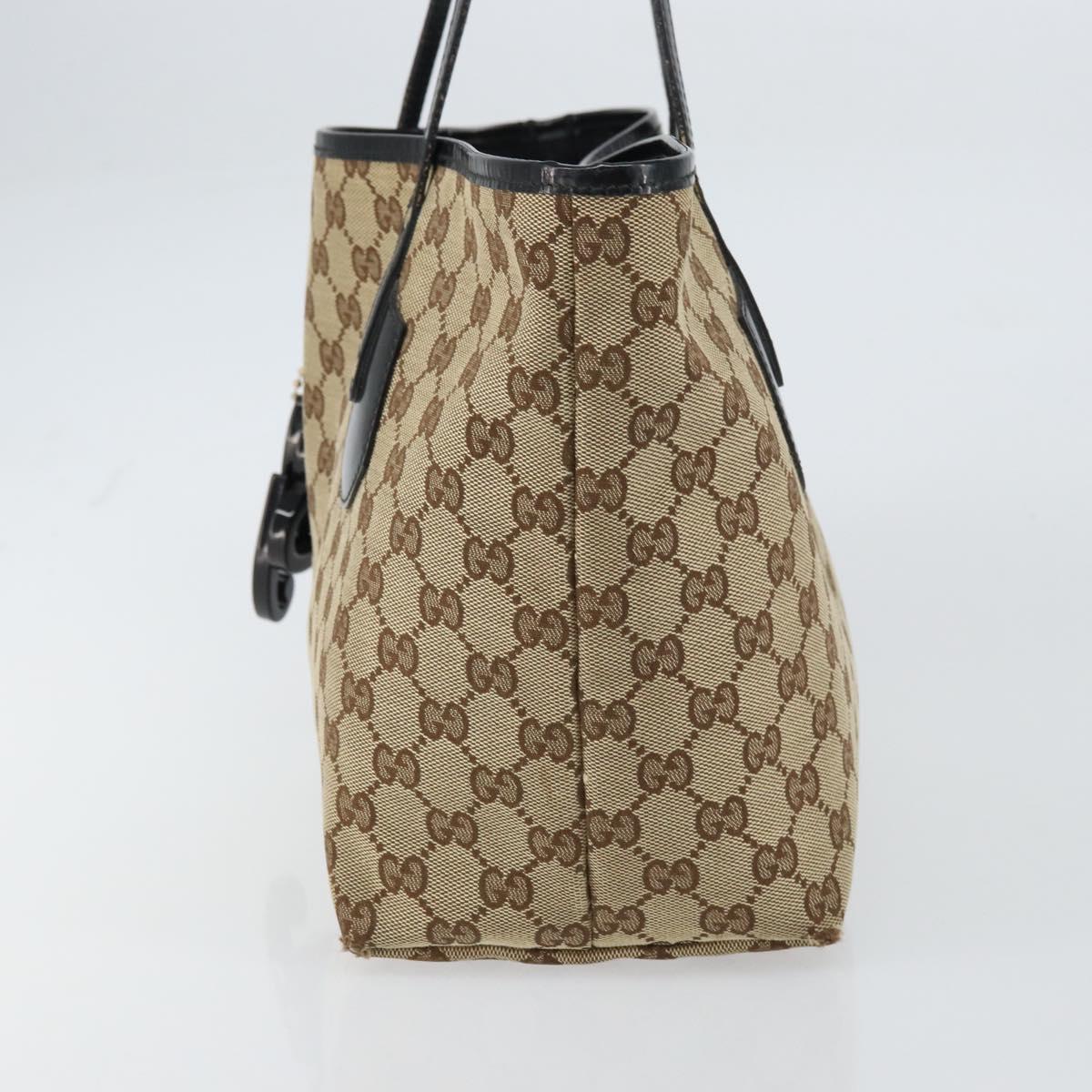 GUCCI GG Canvas Tote Bag Beige Gold 211976 Auth 156915