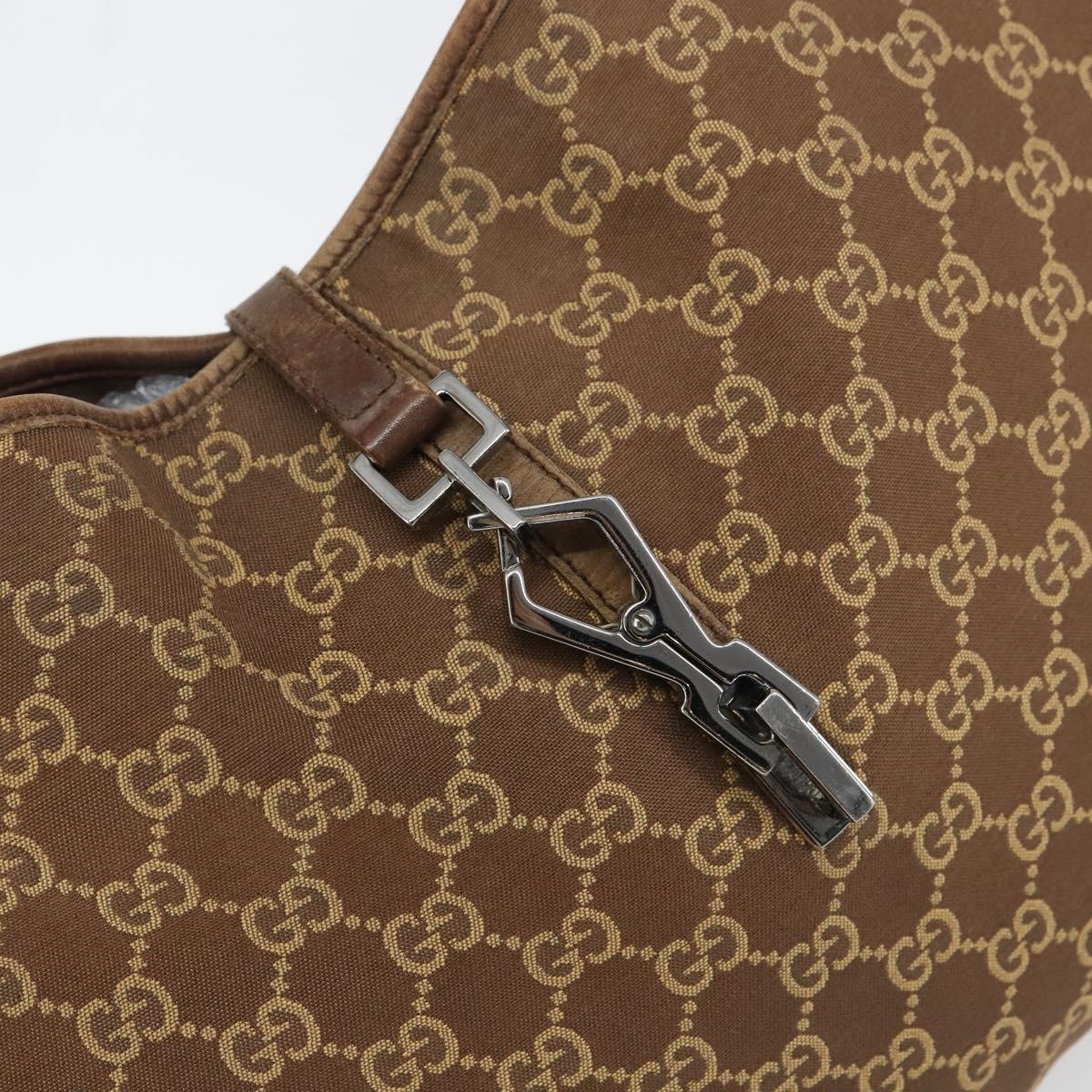 GUCCI GG Canvas Jackie Shoulder Bag Brown Silver 001 4075 1705 Auth 156916
