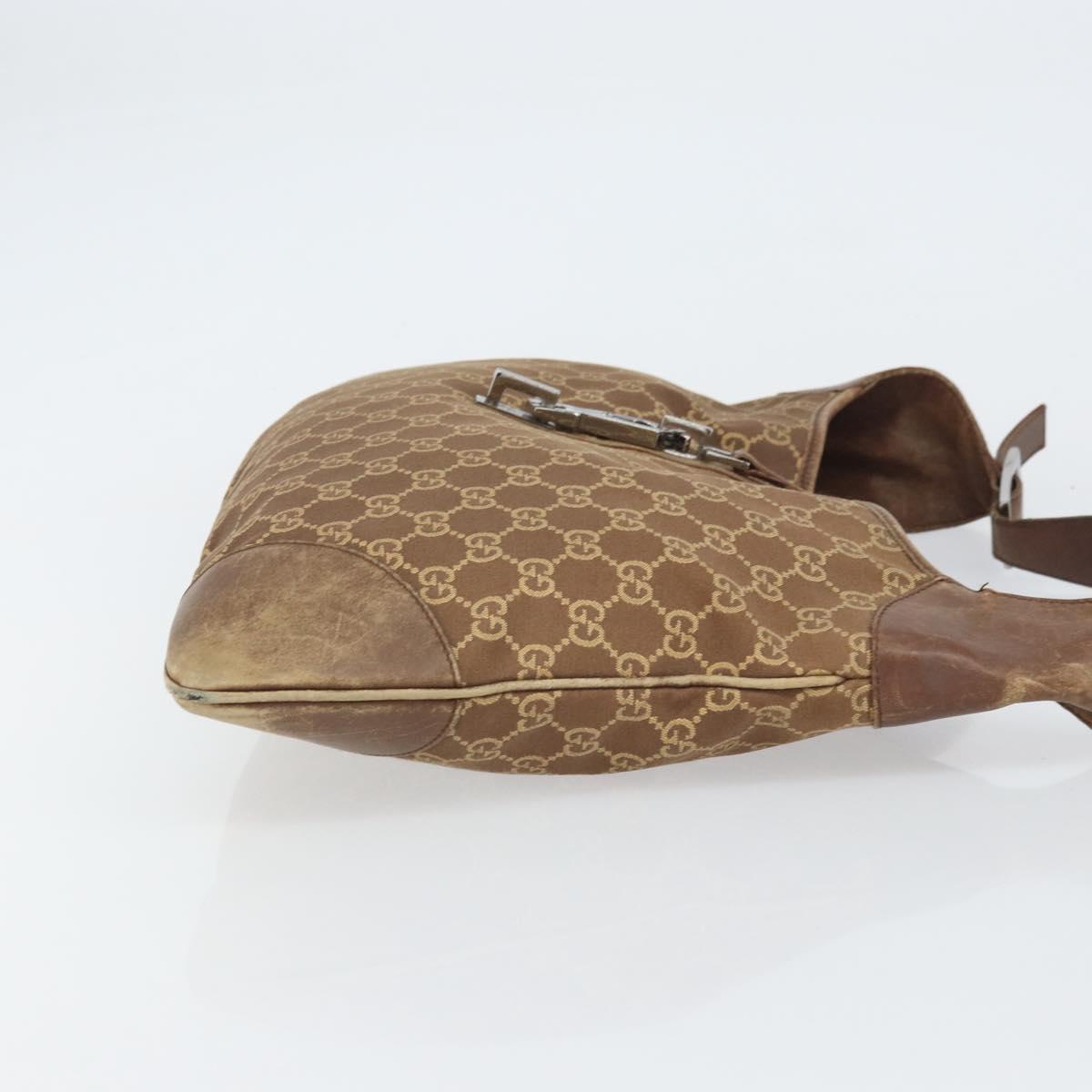 GUCCI GG Canvas Jackie Shoulder Bag Brown Silver 001 4075 1705 Auth 156916