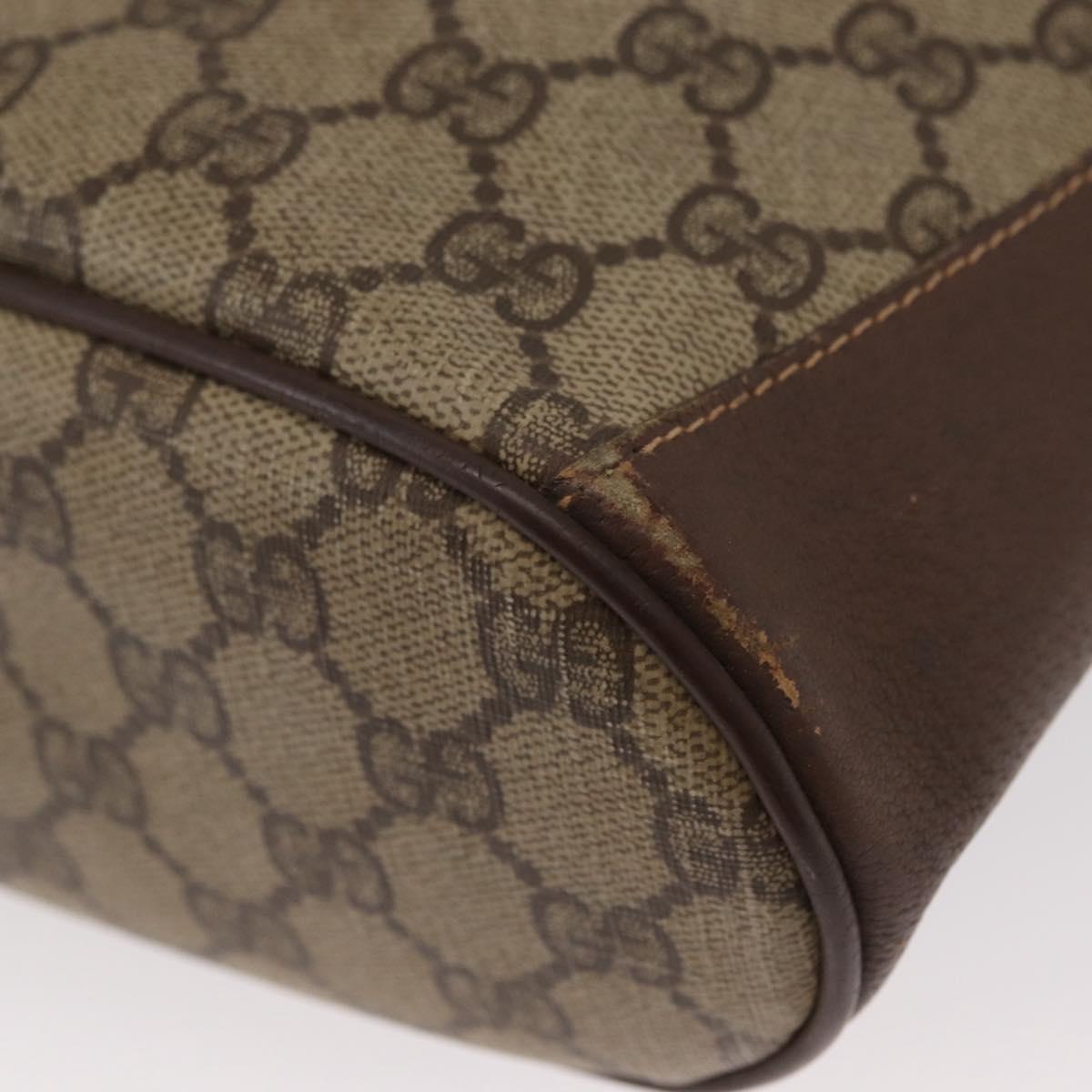 GUCCI GG Supreme Web Sherry Line Bag PVC Beige Gold 116 02 034 Auth 156917