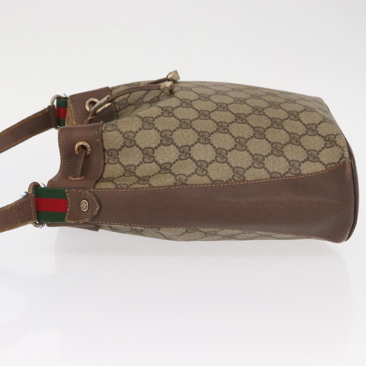 GUCCI GG Supreme Web Sherry Line Bag PVC Beige Gold 116 02 034 Auth 156917