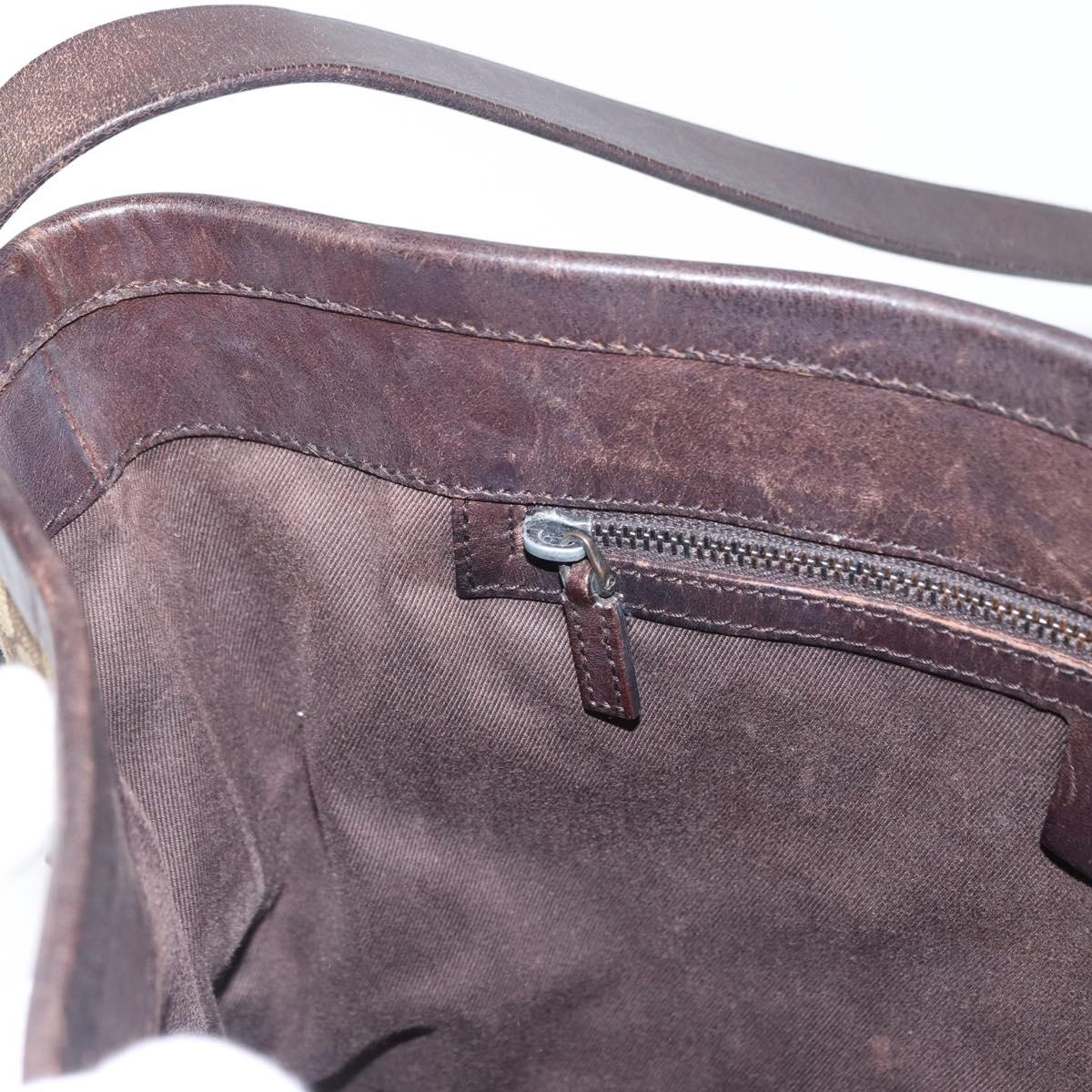 GUCCI GG Canvas Shoulder Bag Beige Silver 106240 Auth 156919