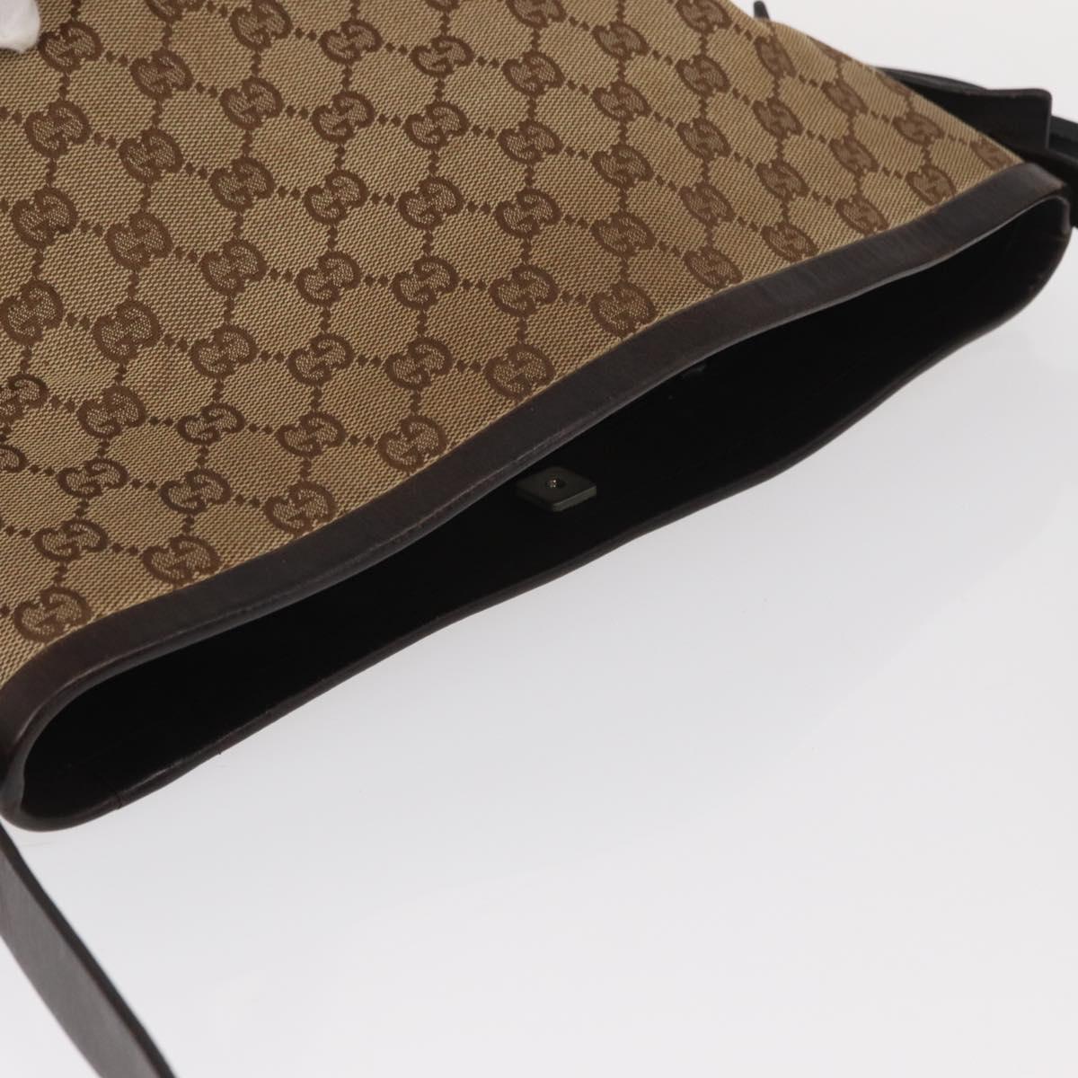 GUCCI GG Canvas Shoulder Bag Beige Silver 106240 Auth 156919