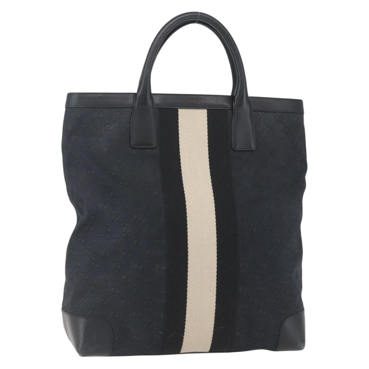 GUCCI GG Canvas Hand Bag Black Silver 002 1093 3444 Auth 156921