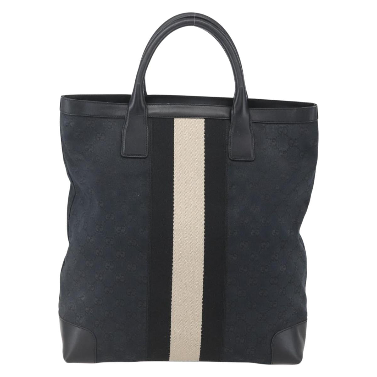 GUCCI GG Canvas Hand Bag Black Silver 002 1093 3444 Auth 156921