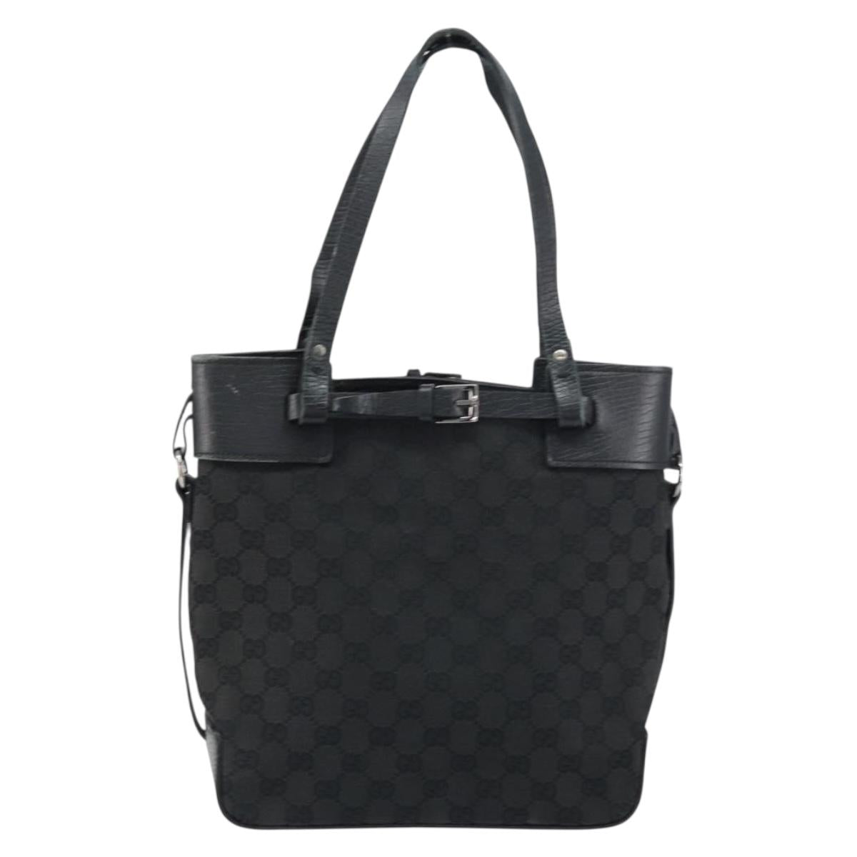 GUCCI GG Canvas Tote Bag Black Silver 107757 Auth 156922