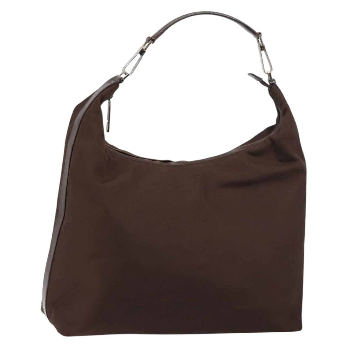 GUCCI Shoulder Bag Nylon Brown Silver 001 1955 3444 Auth 156923