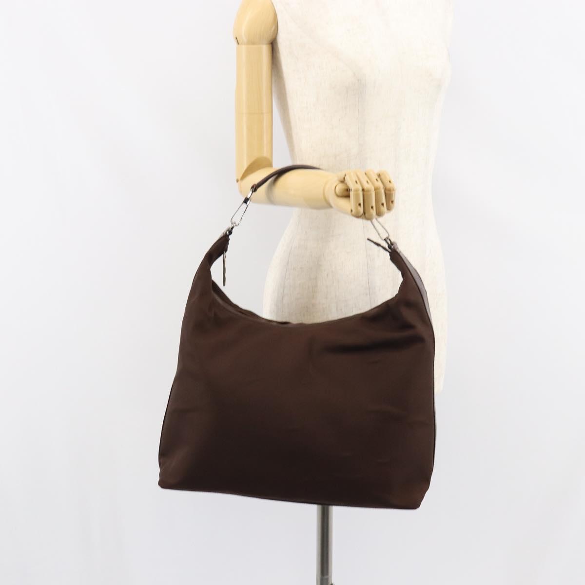 GUCCI Shoulder Bag Nylon Brown Silver 001 1955 3444 Auth 156923