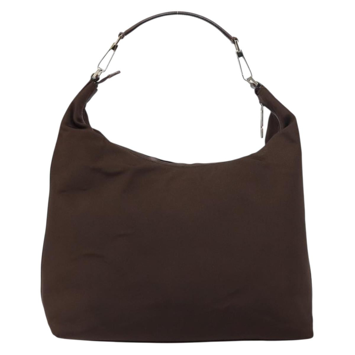 GUCCI Shoulder Bag Nylon Brown Silver 001 1955 3444 Auth 156923