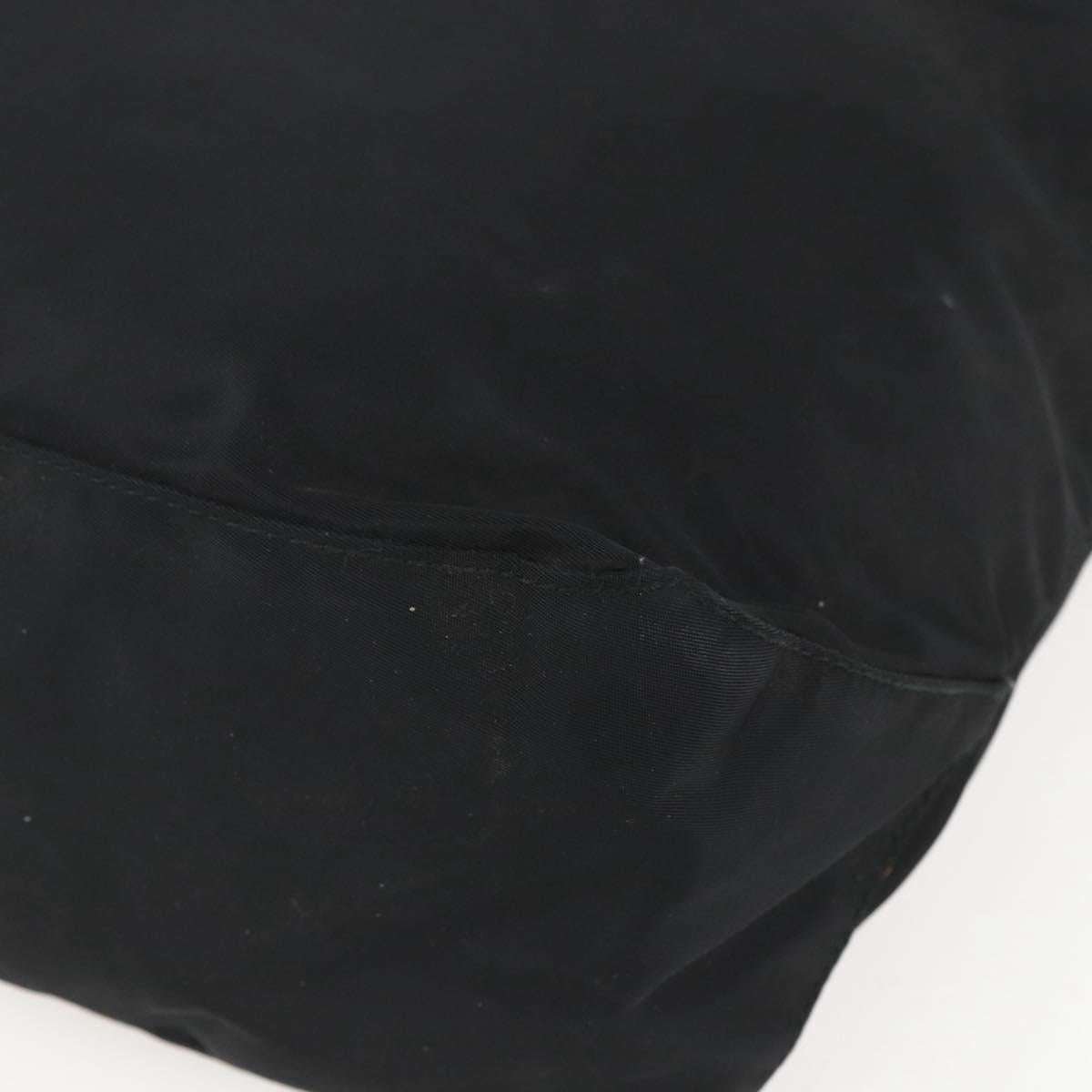 PRADA Tote Bag Nylon Black Silver Auth 156925