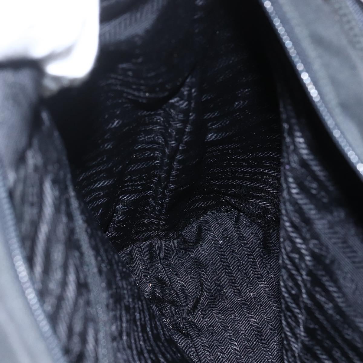 PRADA Tote Bag Nylon Black Silver Auth 156925