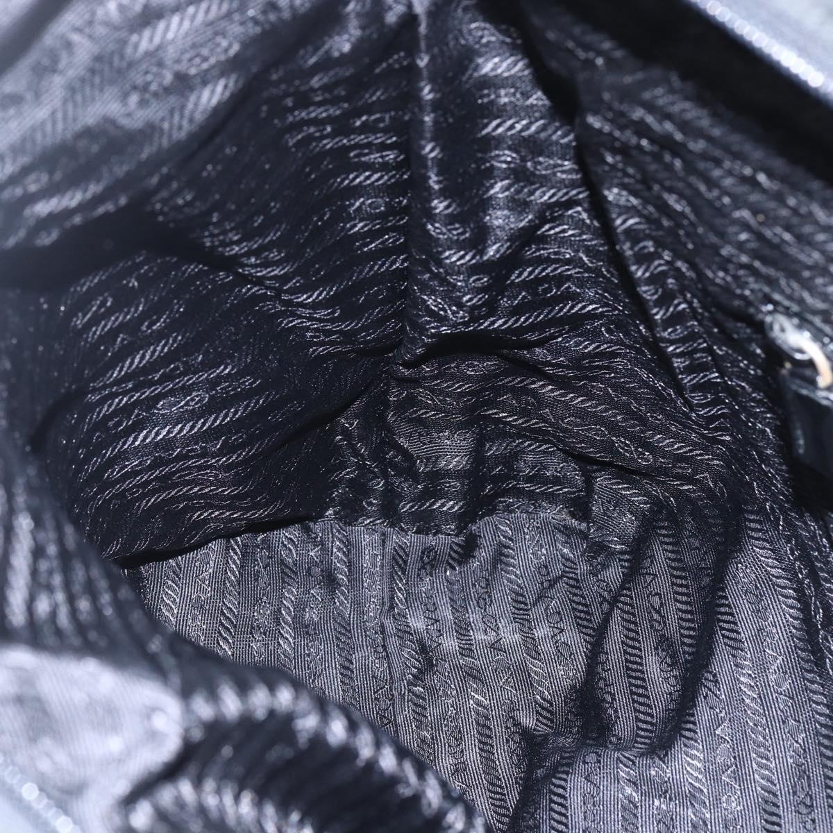 PRADA Tote Bag Nylon Black Silver Auth 156925