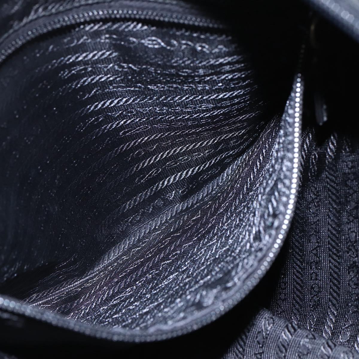 PRADA Tote Bag Nylon Black Silver Auth 156925