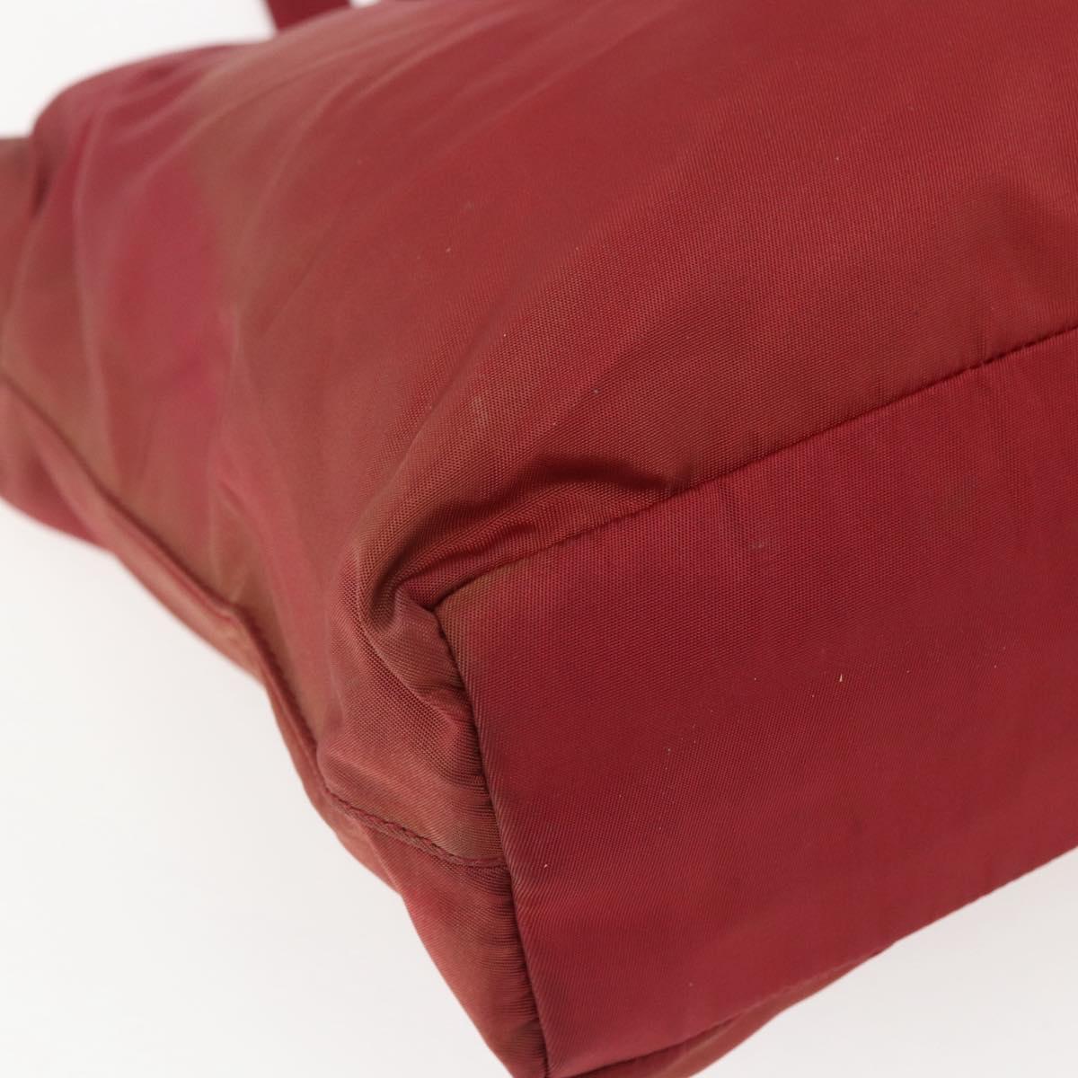 PRADA Tote Bag Nylon Red Silver Auth 156926