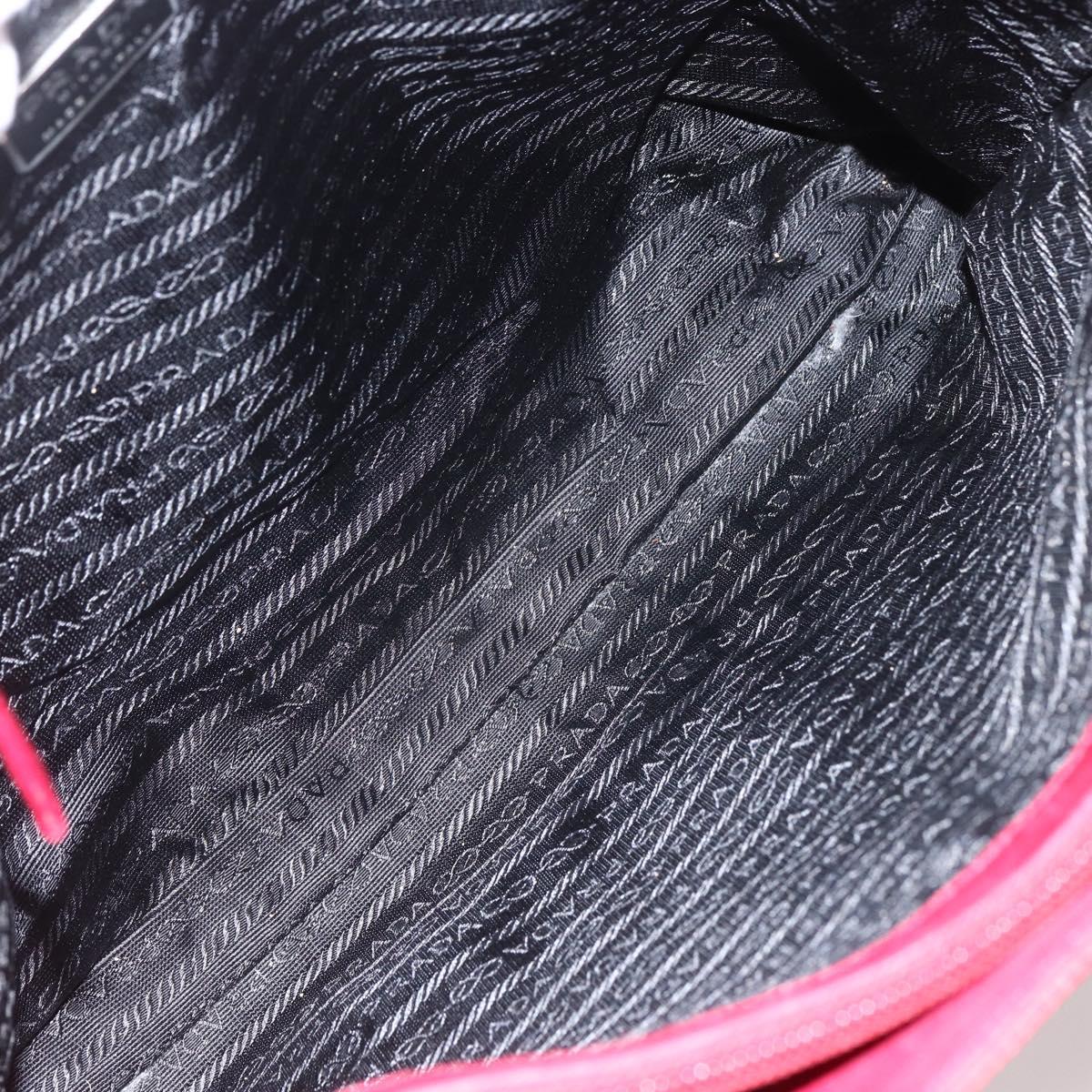 PRADA Tote Bag Nylon Red Silver Auth 156926