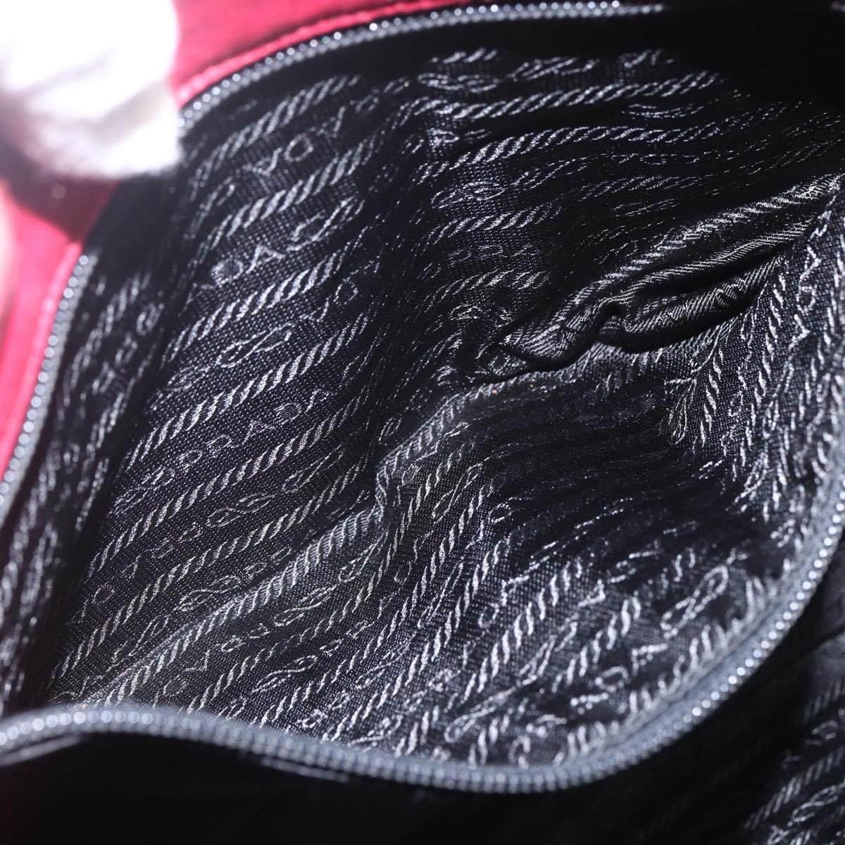 PRADA Tote Bag Nylon Red Silver Auth 156926