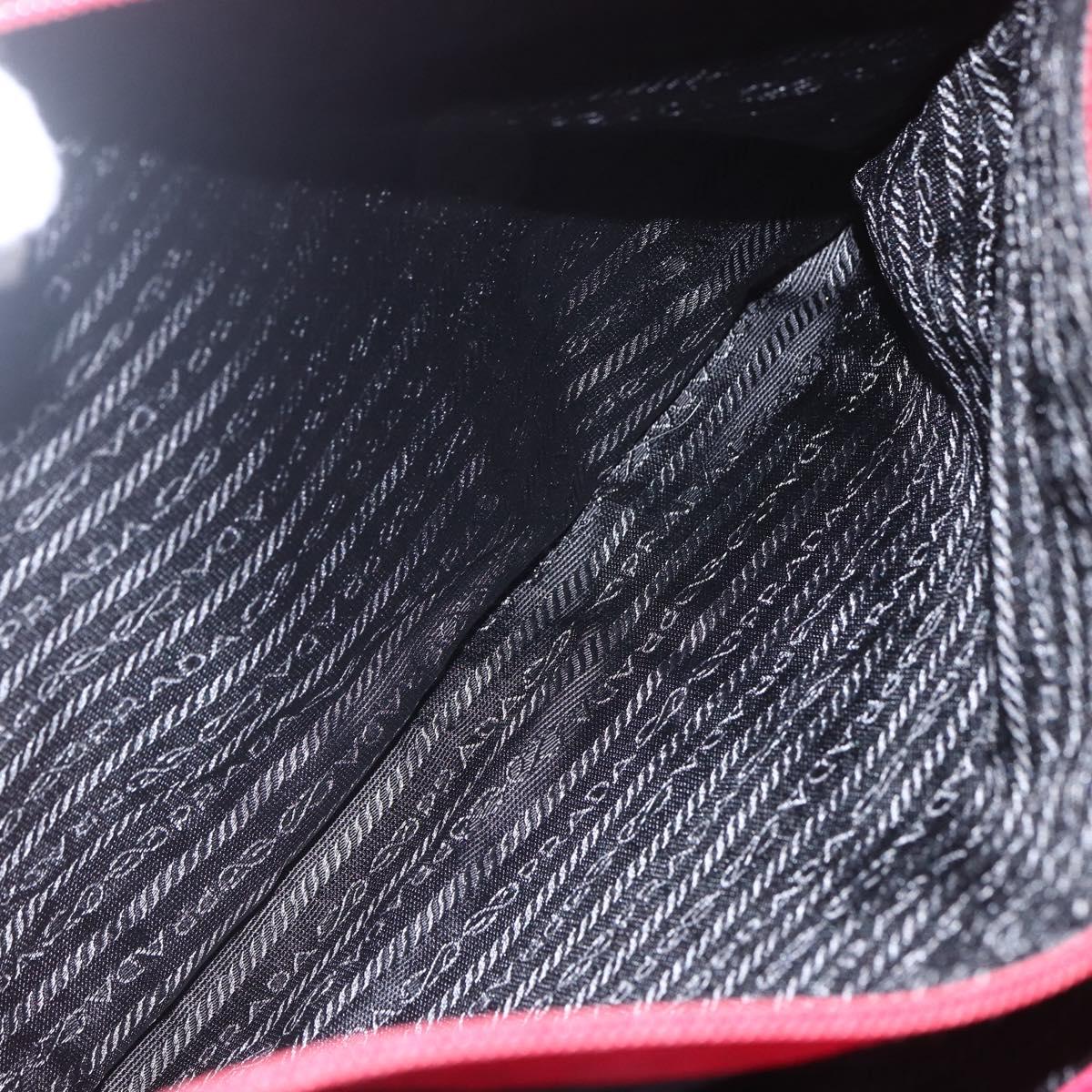 PRADA Tote Bag Nylon Red Silver Auth 156926