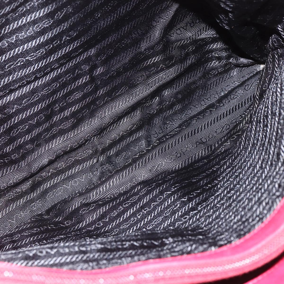 PRADA Tote Bag Nylon Red Silver Auth 156926