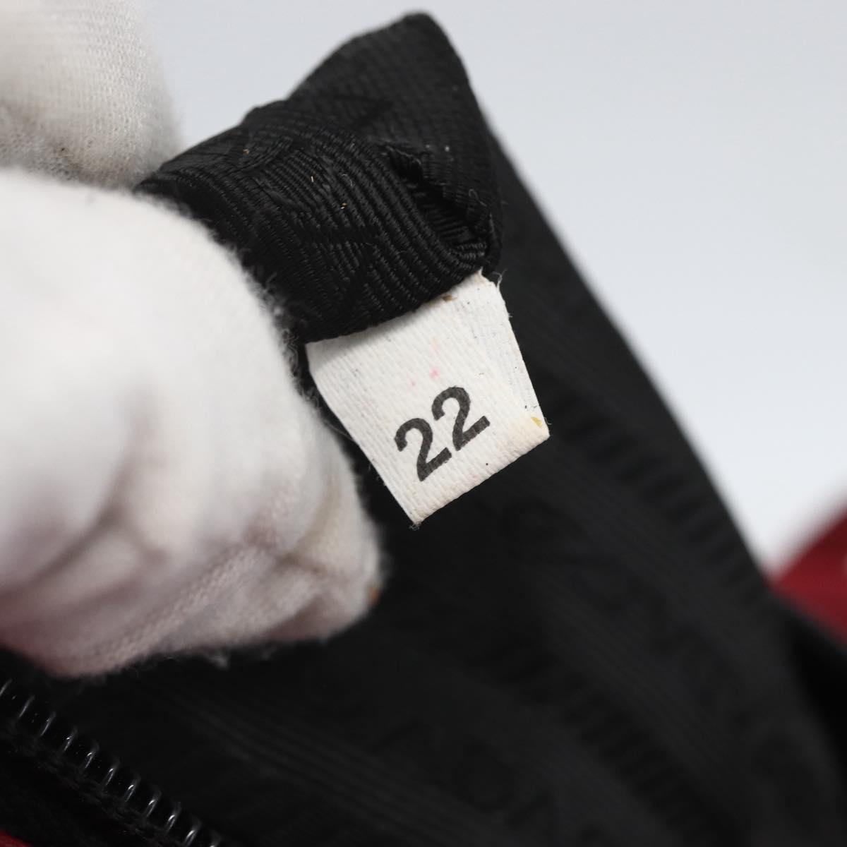 PRADA Tote Bag Nylon Red Silver Auth 156926