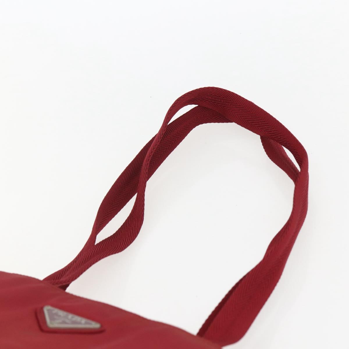 PRADA Tote Bag Nylon Red Silver Auth 156926