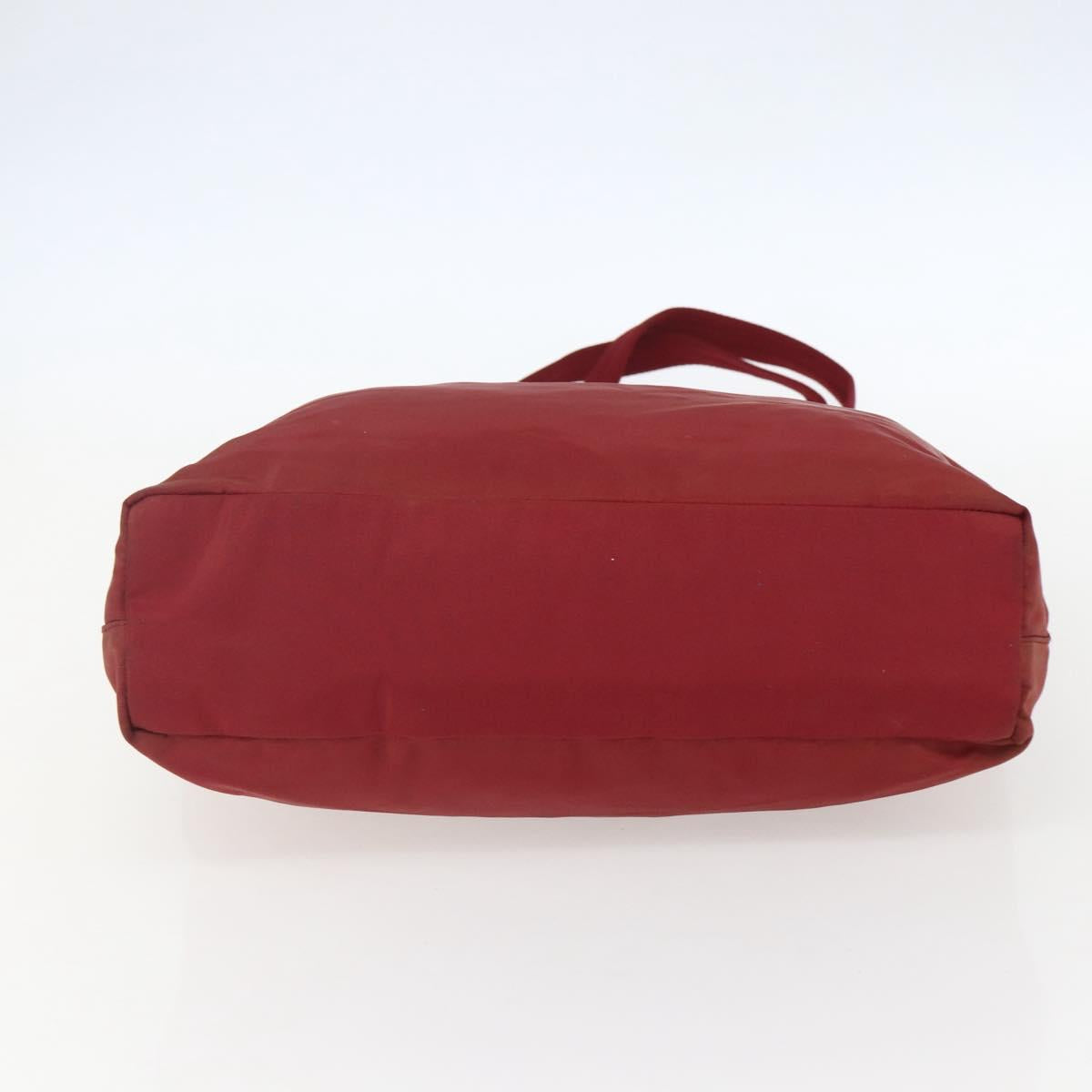PRADA Tote Bag Nylon Red Silver Auth 156926