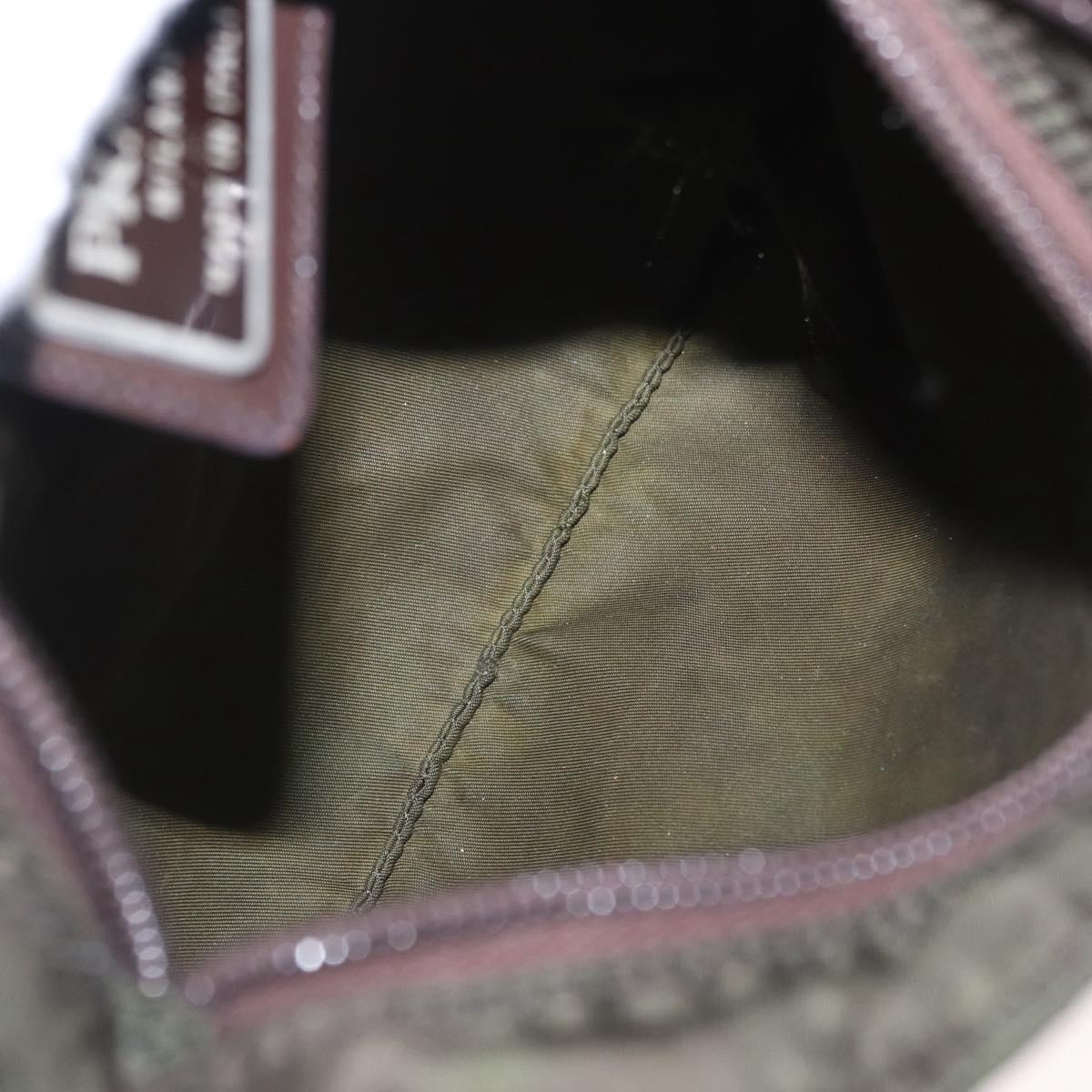 PRADA Shoulder Bag Nylon Khaki Silver Auth 156928