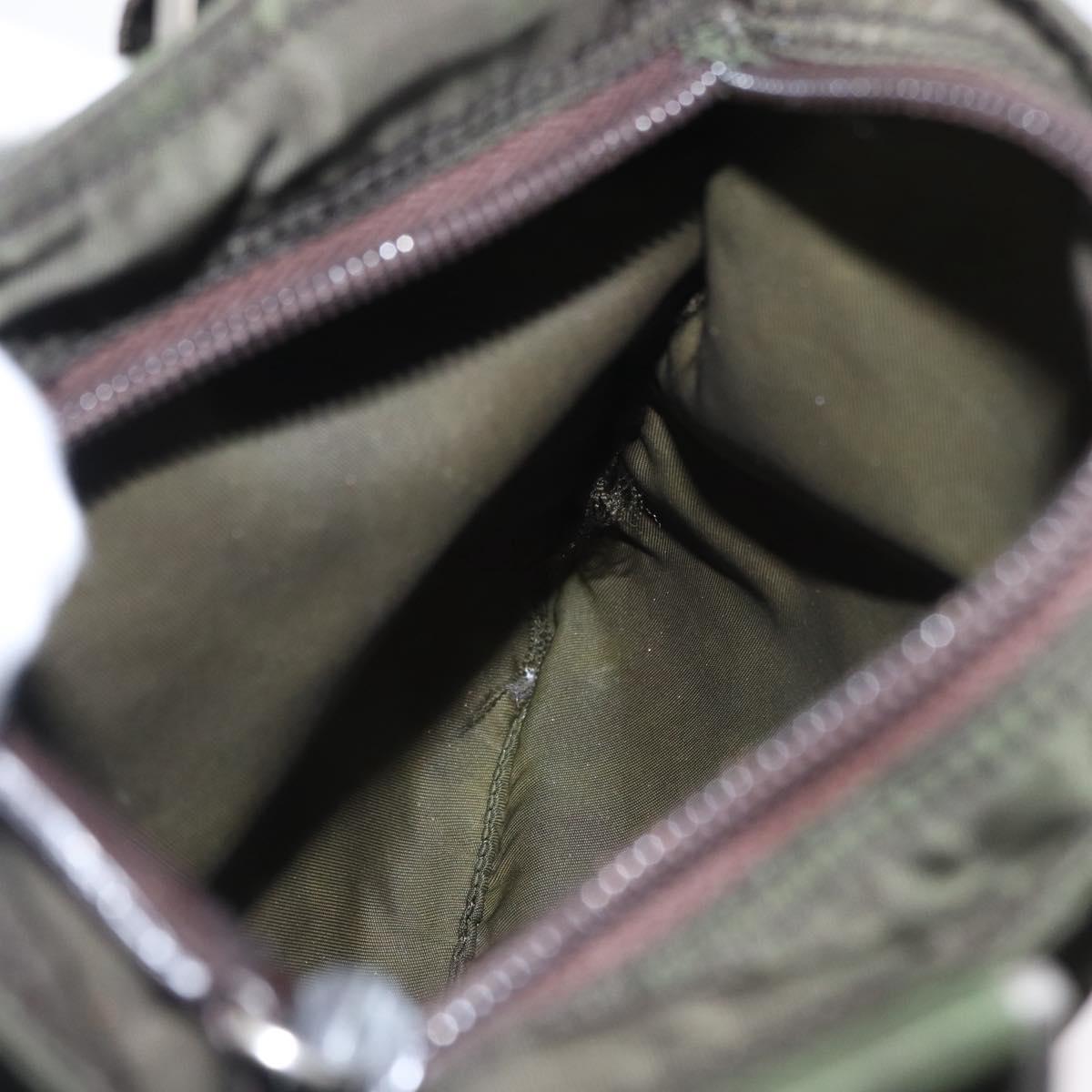 PRADA Shoulder Bag Nylon Khaki Silver Auth 156928