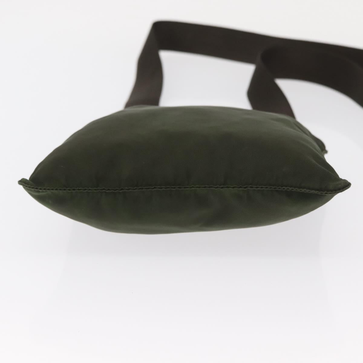 PRADA Shoulder Bag Nylon Khaki Silver Auth 156928