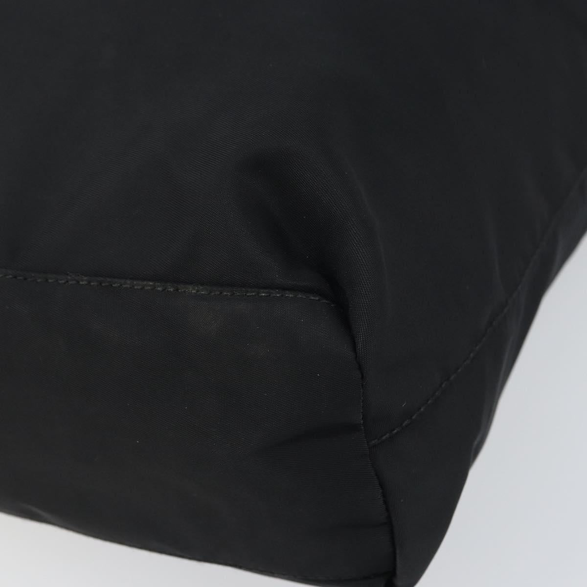 PRADA Hand Bag Nylon Black Silver Auth 156930