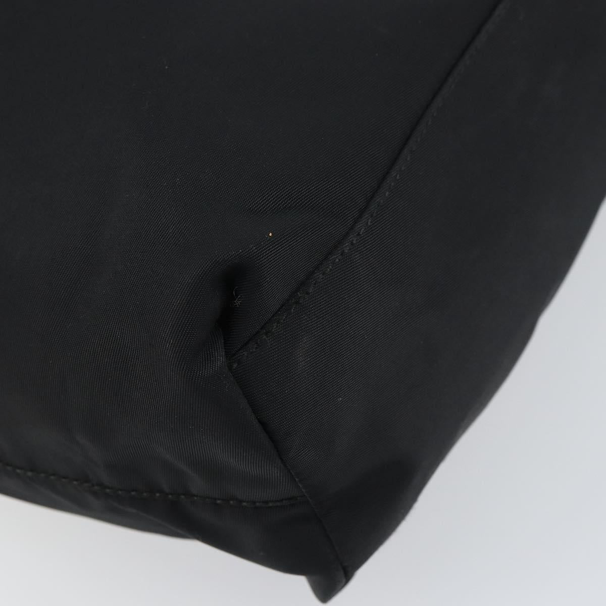 PRADA Hand Bag Nylon Black Silver Auth 156930