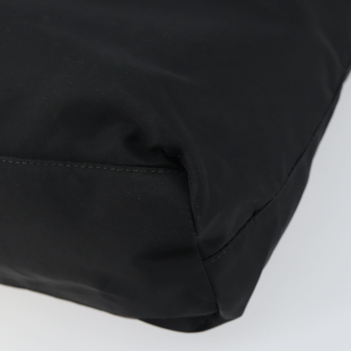 PRADA Hand Bag Nylon Black Silver Auth 156930