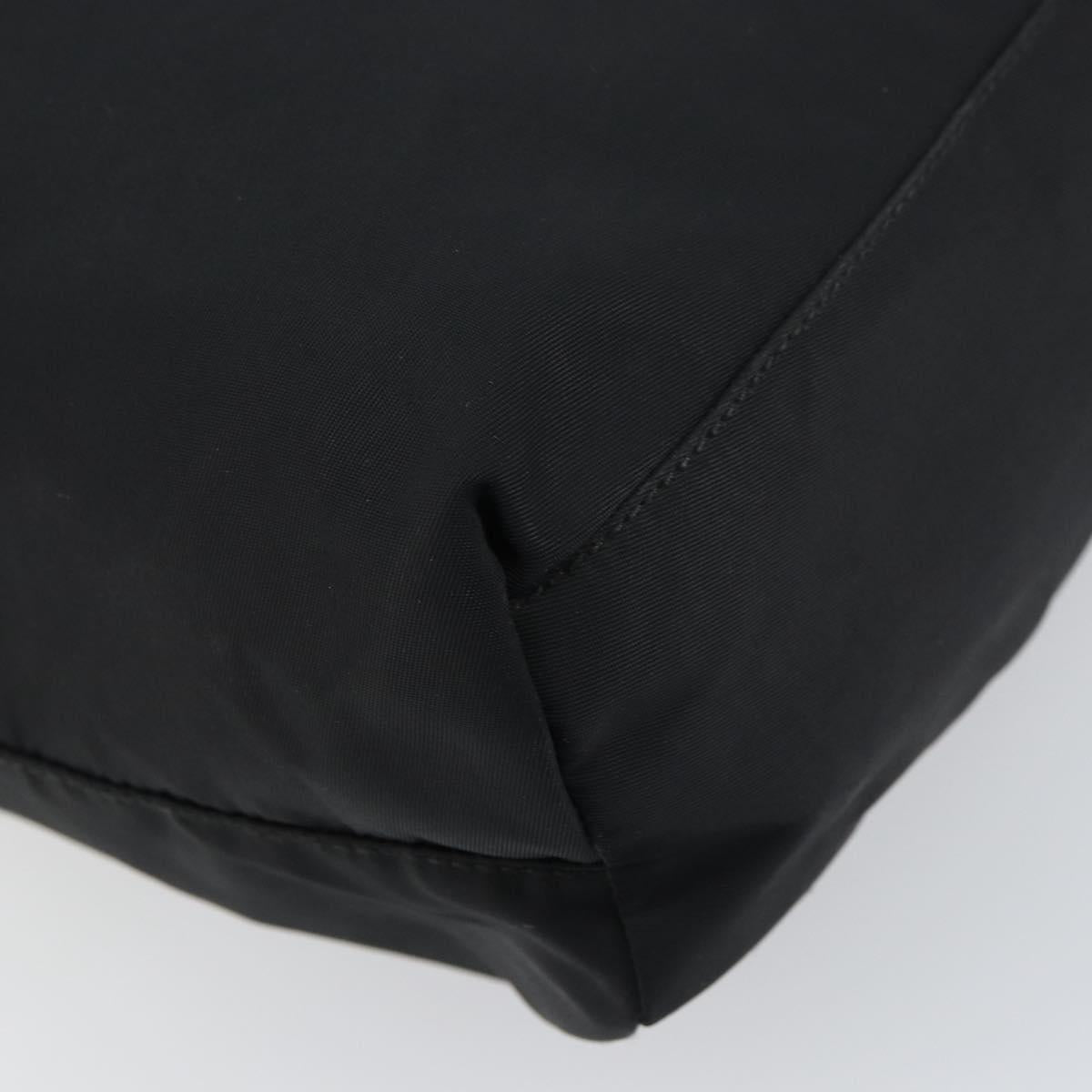 PRADA Hand Bag Nylon Black Silver Auth 156930