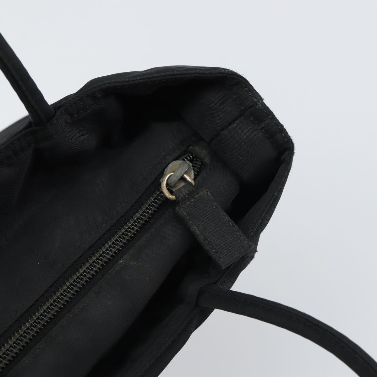 PRADA Hand Bag Nylon Black Silver Auth 156930