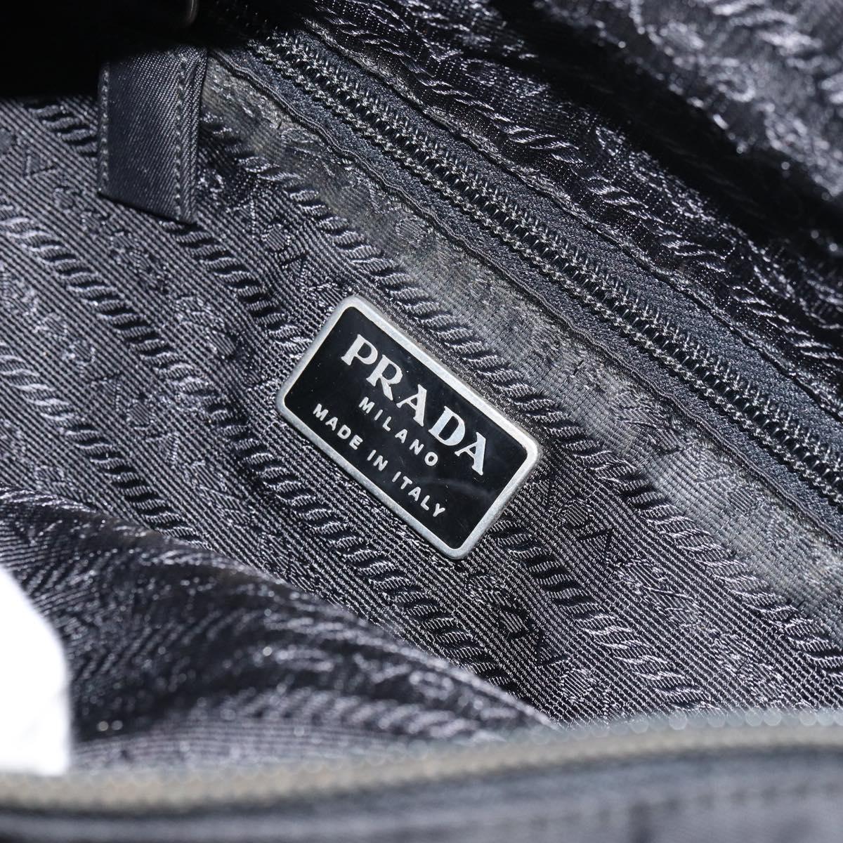 PRADA Hand Bag Nylon Black Silver Auth 156930