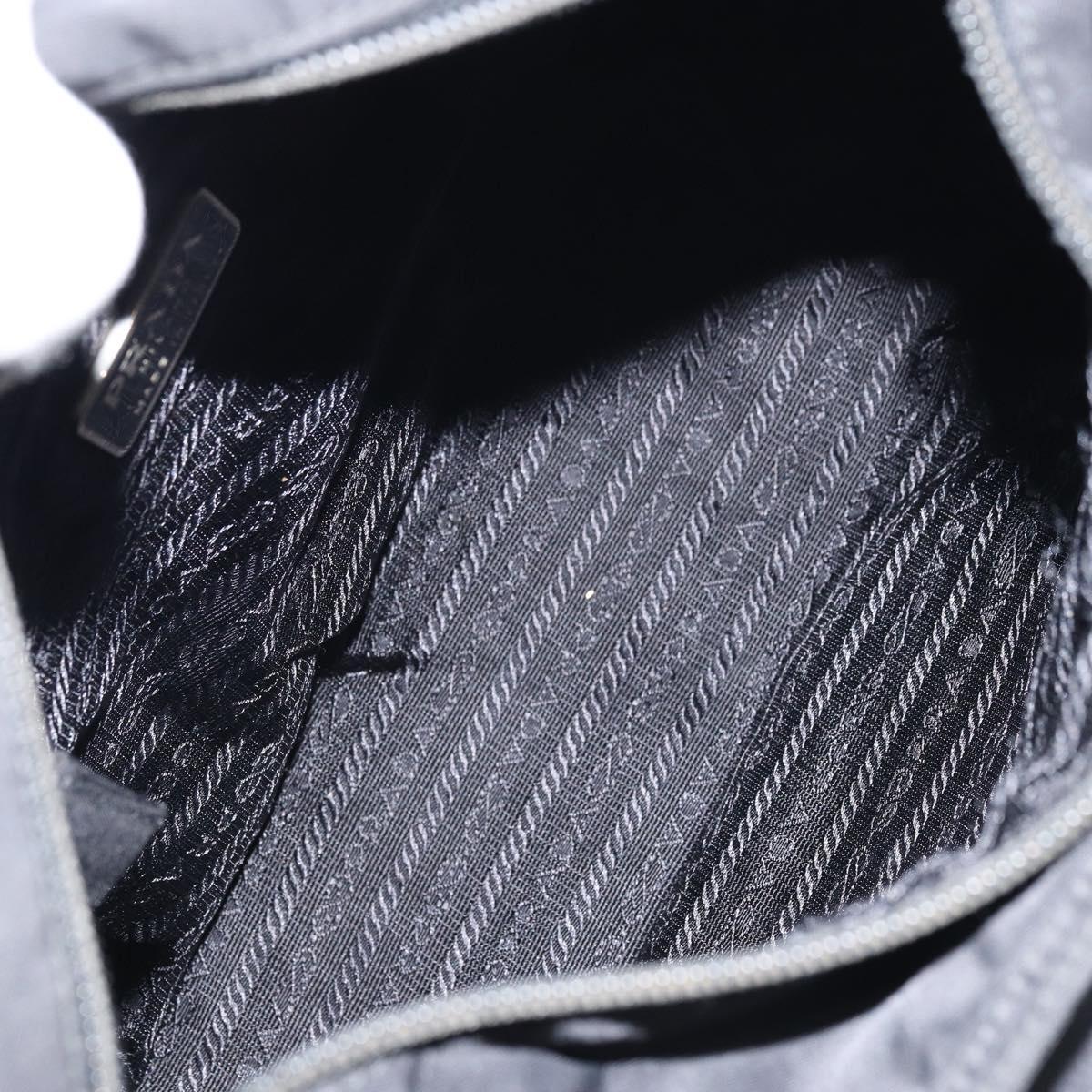 PRADA Hand Bag Nylon Black Silver Auth 156930