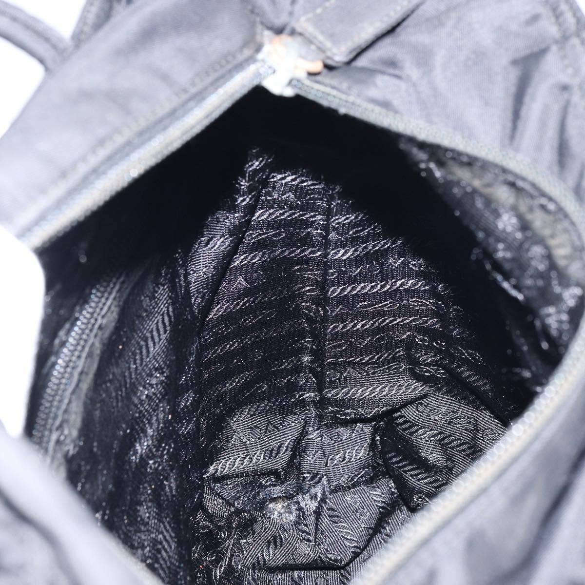 PRADA Hand Bag Nylon Black Silver Auth 156930