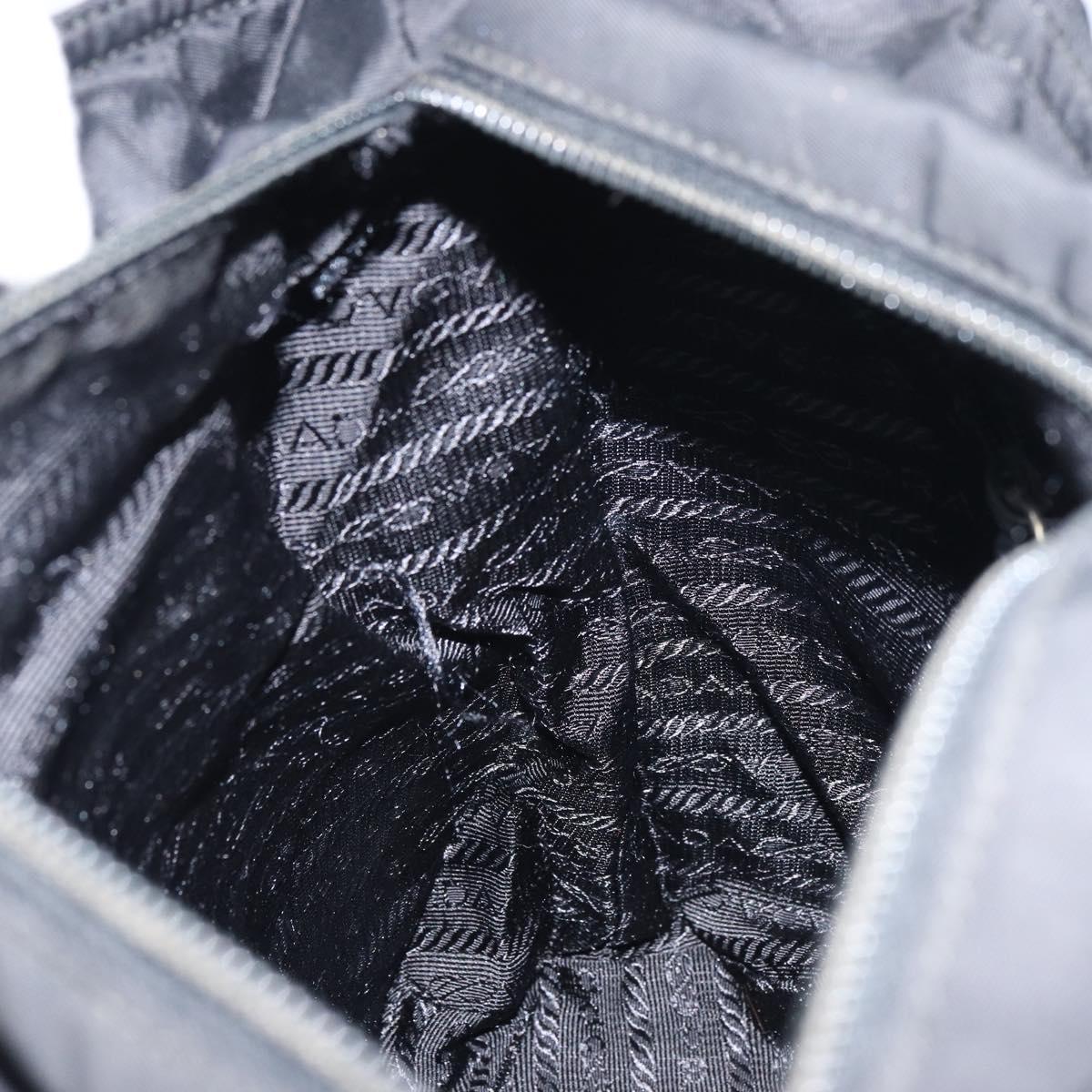 PRADA Hand Bag Nylon Black Silver Auth 156930